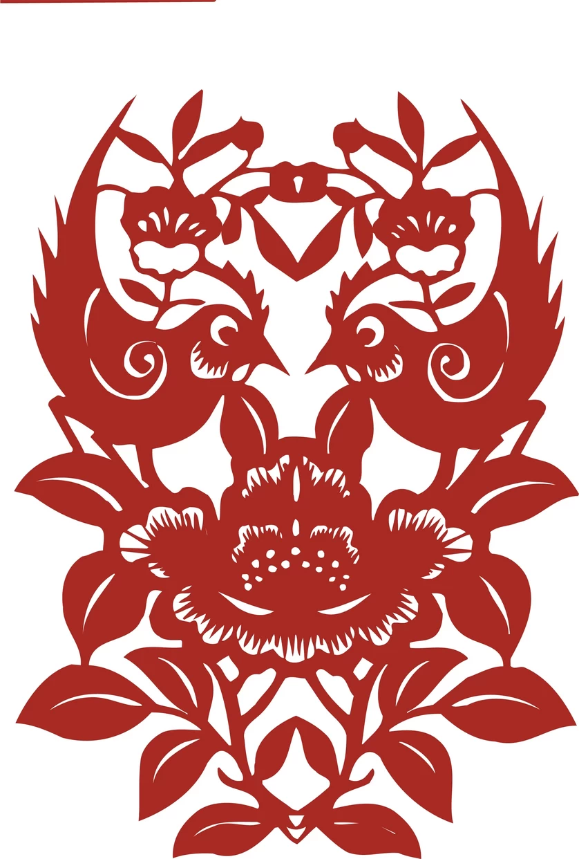 中国风中式传统喜庆民俗人物动物窗花剪纸插画边框AI矢量PNG素材【2784】